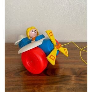 Vintage Fisher Price Airplane Pull Toy 1980